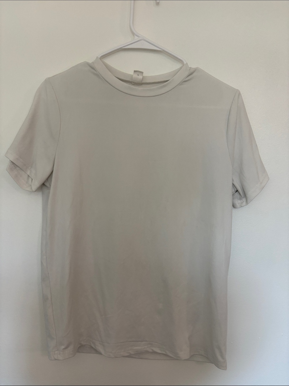 SHEIN MC Short Sleeve Crew Neck Tee in Light Beige